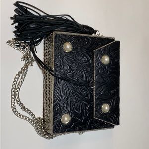 Sam Edelman purse,embossed,chain strap and pearls